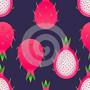 Seamless pattern with dragon fruit