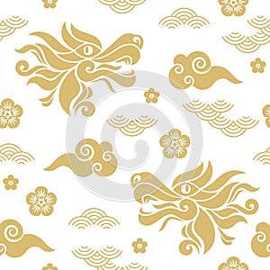 Seamless pattern with Dragon. Symbol of 2024. Year of the Dragon.