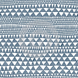 Seamless pattern drawn with markers. Gray triangles on a white background. Print for textiles. Vector illustration