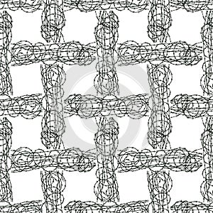 Seamless pattern of drawn tangled barbed wire