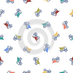 Seamless pattern of dump truck toy