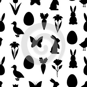 Seamless pattern Easter Bunny silhouette vector illustration