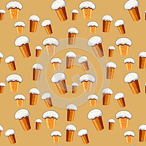 Seamless pattern with Easter cake with frosting