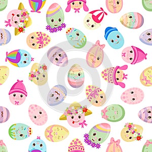 Seamless pattern with easter eggheads