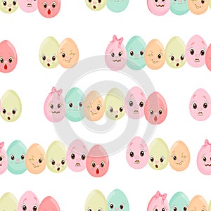 Seamless pattern with easter eggheads