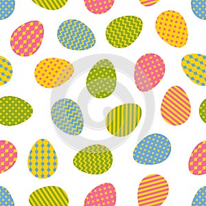 Seamless pattern. Easter eggs with different geometric ornaments