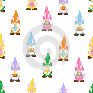 Seamless pattern Easter Gnomes vector illustration