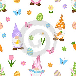 Seamless pattern Easter Gnomes vector illustration