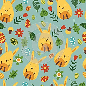 Seamless pattern for easter theme with cute cartoon