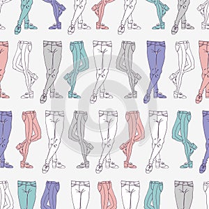 Seamless pattern egs in skinny trousers