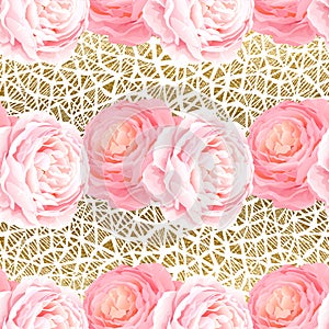 Seamless pattern with elegance color pink roses.