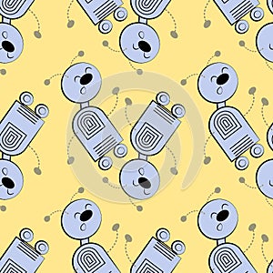 stylized dancing robots - graphics. Machine Revolt, Artificial Intelligence, Automation. robotization. Design elements