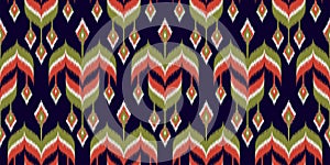 Seamless pattern ethnic abstract background round ikat patterngeometric curve photo