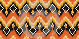 Seamless pattern ethnic abstract background round ikat patterngeometric curve photo