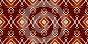 Seamless pattern ethnic abstract background round ikat patterngeometric curve photo