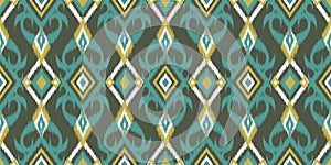Seamless pattern ethnic abstract background round ikat patterngeometric curve photo