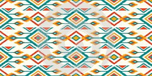 Seamless pattern ethnic abstract background round ikat patterngeometric curve photo