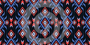 Seamless pattern ethnic abstract background round ikat patterngeometric curve photo