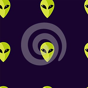 Seamless pattern with extraterrestrial alien face