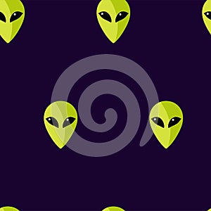Seamless pattern with extraterrestrial alien face