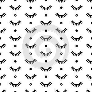 Seamless pattern with eyelashes. Cute lashes. Vector illustration for your design