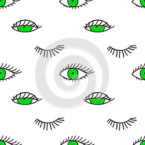 Seamless pattern with eyes and lashes.