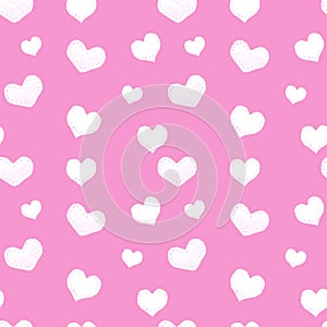 Seamless pattern with fabric hearts