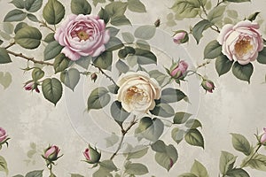 A seamless pattern of Faded Floral Wallpaper.