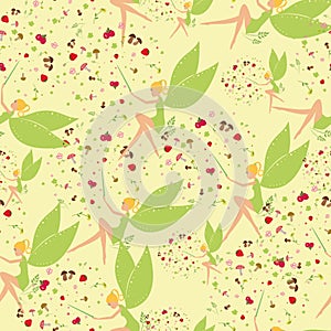 Seamless pattern with fairy. Pattern for girl vector.