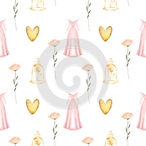Seamless pattern of fairy tale princess elements