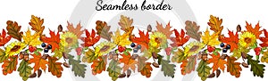 Seamless pattern with fall maple leaves izolate on white