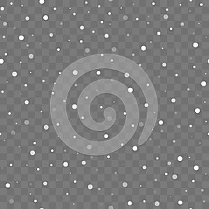 Seamless pattern falling snow on a transparent background
