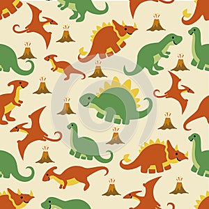 Seamless pattern familly of dino