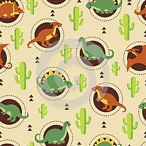 Seamless pattern familly of dino