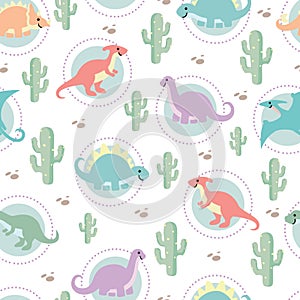 Seamless pattern familly of dino design for pastel background