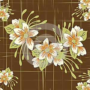 Seamless pattern with fantasy flowers, floral decoration curl illustration. Paisley print hand drawn elements. Home decor