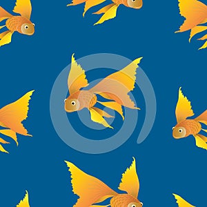 Seamless pattern of fantasy goldfishes