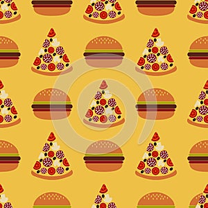 Seamless pattern with fast food.