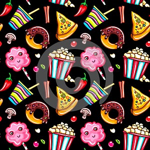 Seamless pattern fast food