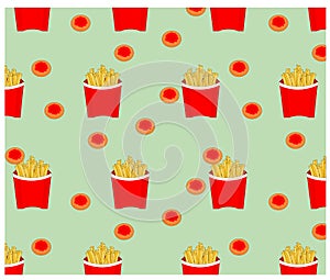 Seamless pattern fast food french fries background