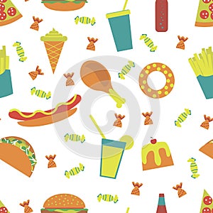 Seamless pattern fast food menu