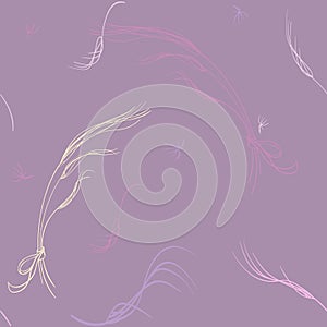 Seamless pattern with feather grass in pastel colors.