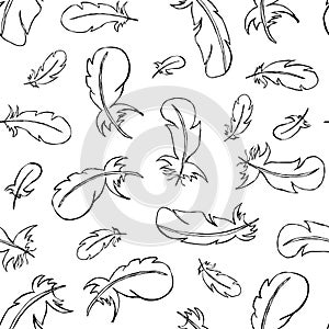 Seamless pattern with feathers