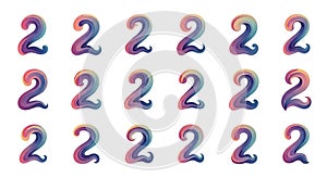 Seamless Pattern of Colorful Number Two