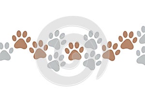A seamless pattern featuring alternating brown and gray paw