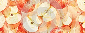 Seamless pattern featuring apple slices for background, creating a fresh and