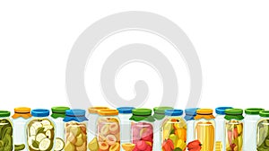 Seamless Pattern Featuring An Array Of Vibrant Glass Jars Filled With Assorted Canned Goods, Creating Wholesome Design