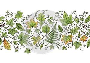 A seamless pattern featuring a collection of intricately illustrated