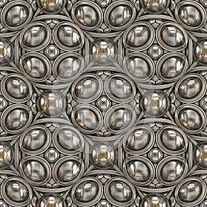 A seamless pattern featuring concentric circles and oval shapes, creating a