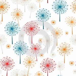 Colorful Dandelion Pattern On White Background photo